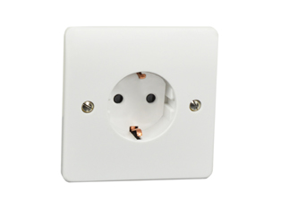 EUROPEAN SCHUKO 16 AMPERE-250 VOLT OUTLET, CEE 7/3 TYPE F (EU1-16R), SHUTTERED CONTACTS, (86mmX86mm SIZE), FLUSH MOUNT OR PANEL MOUNT, 2 POLE-3 WIRE GROUNDING (2P+E). WHITE.  

<BR><font color="yellow">Notes:</font>
<br><font color="yellow">*</font> Mounts on European wall boxes with 60mm (60.3mm) centers.
<BR><font color="yellow">*</font> European wall boxes = #72350X47D, 72350X35D, 72350-F, 77190, 72360.
<BR><font color="yellow">*</font> Weatherproof versions available. Use #74790-B1 (IP66 rated), #74790-A (IP55 rated), #74790 (IP13 rated).
<BR><font color="yellow">*</font> European Schuko connectors, plugs, inlets, outlets, GFCI/RCD sockets, power strips, power cords, plug adapters in related products. Scroll down to view.