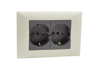 EUROPEAN SCHUKO, ITALY, CHILE, 16A-250V CEE 7/3 DUPLEX OUTLET, TYPE E, F, L (EU1-16R / IT1-10R), SHUTTERED CONTACTS, WALL BOX, PANEL MOUNT, 2 POLE-3 WIRE GROUNDING (2P+E). WHITE / DARK GRAY. 

<br><font color="yellow">Notes: </font> 
<br><font color="yellow">*</font> Mounts on American 2x4 wall boxes or panel mount.


<BR><font color="yellow">*</font> Weatherproof IP 55 Version: Requires ONE # 84202-WP & TWO # 84211-A outlets (White). Options: Red, Dark Gray.


<br><font color="yellow">*</font> Outlet accepts European Type C, E, F, CEE 7, CEE 7/4, CEE 7/7 Plugs, Europlug & Italy, Chile, Type L 10A-250V Plugs.
<br><font color="yellow">*</font> Outlet terminal screws torque = 0.5Nm.
<br><font color="yellow">*</font> European Outlets, RCBO/RCD Sockets, Plugs, PDU Strips, Power Cords listed below. Scroll down to view.



