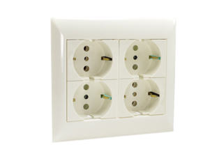 EUROPEAN SCHUKO, ITALY, CHILE, 16A-250V CEE 7/3 QUAD OUTLET, TYPE E, F, L (EU1-16R / IT1-10R), SHUTTERED CONTACTS, WALL BOX, PANEL MOUNT, 2 POLE-3 WIRE GROUNDING (2P+E). WHITE.

<br><font color="yellow">Notes: </font>

<br><font color="yellow">*</font> Mounts on American 4x4 wall boxes or panel mount.

<br><font color="yellow">*</font> Accepts European Schuko type C, E, F, CEE 7, CEE 7/4, CEE 7/7 plugs, Europlug & Italy, Chile type L 10 ampere plugs.
 
<br><font color="yellow">*</font> "Quad" type flush mount outlets are available in white, red, gray, chrome in various color combinations. 
<br><font color="yellow">*</font> Terminal screws torque = 0.5Nm.
<br><font color="yellow">*</font> Surface mount outlets available # 70115,70115-WHT,70115-BLK,70115-D,70116-WHT,70116-BLK,70117,70118.
<br><font color="yellow">*</font> European outlets, RCBO/RCD sockets, plugs, PDU strips, power cords listed below. Scroll down to view.
