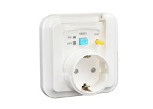 EUROPEAN (SCHUKO) <font color="yellow"> GFCI (RCD) </font> OUTLET, 16 AMPERE-230 VOLT, 50 Hz, <font color="yellow">10mA TRIP</font>, CEE 7/3 TYPE F SOCKET (EU1-16R), SHUTTERED CONTACTS, TEST / RESET BUTTON, ON/OFF INDICATORS, SCREWLESS TERMINALS, 2 POLE-3 WIRE GROUNDING (2P+E). WHITE. 

<BR><font color="yellow"> Notes:</font>
<BR><font color="yellow">*</font> Mounts on European wall boxes with 60mm (60.3mm) mounting centers.
<BR><font color="yellow">*</font> Mounts on # wall boxes # 72350X47D, 72350X35D, 72350-F wall boxes or panel mount.
<BR><font color="yellow">*</font> Use on single phase 230 volt circuits only. 
<BR><font color="yellow">*</font> Not for use on life support, medical equipment, refrigeration equipment.
<BR><font color="yellow">*</font> GFCI (RCD) outlets are available for all countries. Contact us.  

