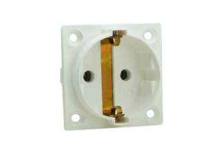 EUROPEAN SCHUKO 16 AMPERE-250 VOLT CEE 7/3 TYPE F OUTLET (EU1-16R), 50mmX50mm SIZE, PANEL OR WALL BOX MOUNT, 2 POLE-3 WIRE GROUNDING (2P+E), IMPACT RESISTANT NYLON. WHITE.

<br><font color="yellow">Notes: </font> 
<br><font color="yellow">*</font> Terminal screw torque = 0.5Nm.
<br><font color="yellow">*</font> Stainless steel wall plates #97120-BZ and #97120-DBZ mounts outlet onto standard American 2x4 and 4x4 wall boxes.
<br><font color="yellow">*</font> Optional panel mount terminal shield #70127 available.
<br><font color="yellow">*</font> European Schuko "locking" outlet #70300 available. Prevents accidental disconnects.
<br><font color="yellow">*</font> International / Worldwide panel mount power outlets for all countries are listed below in related products. Scroll down to view.
