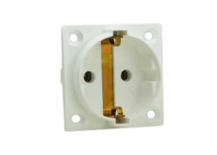 EUROPEAN SCHUKO 16 AMPERE-250 VOLT CEE 7/3 TYPE F OUTLET (EU1-16R), 50mmX50mm SIZE, PANEL OR WALL BOX MOUNT, 2 POLE-3 WIRE GROUNDING (2P+E), IMPACT RESISTANT NYLON. WHITE.

<br><font color="yellow">Notes: </font> 
<br><font color="yellow">*</font> Terminal screw torque = 0.5Nm.
<br><font color="yellow">*</font> Stainless steel wall plates #97120-BZ and #97120-DBZ mounts outlet onto standard American 2x4 and 4x4 wall boxes.
<br><font color="yellow">*</font> Optional panel mount terminal shield #70127 available.
<br><font color="yellow">*</font> European Schuko "locking" outlet #70300 available. Prevents accidental disconnects.
<br><font color="yellow">*</font> International / Worldwide panel mount power outlets for all countries are listed below in related products. Scroll down to view.