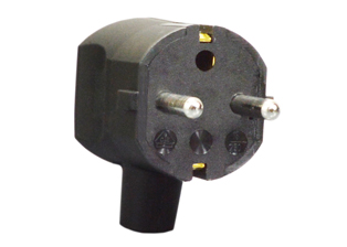 EUROPEAN SCHUKO PLUG, 16 AMPERE-250 VOLT, IP20, CEE 7/7 TYPE E, F PLUG (EU1-16P), 4.8mm DIA. PINS, REWIREABLE DOWN ANGLE PLUG, 2 POLE-3 WIRE GROUNDING (2P+E), MAX. CORD O.D. = 10mm (0.394"), PA6 NYLON. BLACK.

<br><font color="yellow">Notes: </font> 
<br><font color="yellow">*</font> Terminal torque: L/N = 0.4Nm, PE (Earth) = 0.6Nm.
<br><font color="yellow">*</font> Conductor strip length: L/N = 25mm, PE (Earth) = 40mm.
<br><font color="yellow">*</font> Nylon (PA)Temp. rating = -40C to +75C. 
 <br><font color="yellow">*</font> VDE Minimum Temp. rating = -5C to +35C.

<br><font color="yellow">*</font> Watertight IP68/IP66 Locking plug available # <a href="https://internationalconfig.com/icc6.asp?item=70341-N" style="text-decoration: none">70341-N</a>. Locking design also prevents accidental disconnect.


<br><font color="yellow">*</font> Schuko plugs, outlets, In-line connectors, PDU socket strips, power cords, adapters are listed below in related products. Scroll down to view.