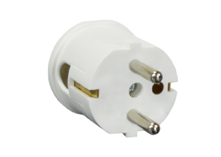 EUROPEAN SCHUKO PLUG, 16 AMPERE-250 VOLT, CEE 7/7 TYPE E, F PLUG (EU1-16P), 4.8mm DIA. PINS, REWIREABLE DOWN ANGLE PLUG, 2 POLE-3 WIRE GROUNDING (2P+E), MAX. CORD O.D. = 10mm (0.394"). WHITE.

<br><font color="yellow">Notes: </font> 
<br><font color="yellow">*</font> Temp. rating = -5C to +40C. 
<br><font color="yellow">*</font> Terminal torque: L/N = 0.4Nm, PE (Earth) = 0.6Nm.
<br><font color="yellow">*</font> Conductor strip length: L/N = 26mm, PE (Earth) = 40mm.
