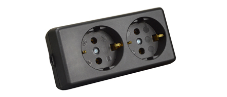 EUROPEAN SCHUKO CONNECTOR, 16 AMPERE-250 VOLT TYPE F CEE 7/3 (EU1-16R) DUPLEX POWER STRIP / REWIREABLE IN-LINE CONNECTOR, IP20 RATED, 2 POLE-3 WIRE GROUNDING (2P+E), NYLON. BLACK. 

<br> <font color="yellow">Notes: </font> 
<br> <font color="yellow">*</font> View print for power supply cords or use 1.5mm cordage. Max. O.D. = 8mm (0.315").
<br><font color="yellow">*</font> Select a European 16A-250V power cord.</font> <a href="https://internationalconfig.com/icc6.asp?item=81070" style="text-decoration: none">Power Cords Link</a>
<br> <font color="yellow">*</font> ROJ from cable, Strip three conductors 65mm (2.56").   
<br> <font color="yellow">*</font> Screw Torque: L + N Terminals = 0.4Nm, PE "Earth" = 0.4Nm, Cord Clamp = 0.6Nm.
<br> <font color="yellow">*</font> Temp. Range: Nylon (PA) Temp. rating = -40C to +75C., VDE Minimum Temp. rating = -5C to +35C. 
<br> <font color="yellow">*</font> European Schuko plugs, outlets, power cords, GFCI/RCD outlets, power strips, adapters listed below. Scroll down to view.