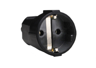 EUROPEAN SCHUKO 16 AMPERE-250 VOLT TYPE F, CEE 7/3 (EU1-16R) IN-LINE CONNECTOR BODY, 2 POLE-3 WIRE GROUNDING (2P+E), MAX. CORD O.D. = 13mm (0.510"), BLACK. 

<br><font color="yellow">Notes: </font> 
<br><font color="yellow">*</font> Operating temp. = -10�C to +60�C.
<br><font color="yellow">*</font> European Schuko "Locking Connector" # 71445 is listed below. Prevents accidental disconnects.
<br><font color="yellow">*</font> European Schuko plugs, outlets, power cords, GFCI/RCD socket strips, adapters listed below in related products. Scroll Down To View.






 