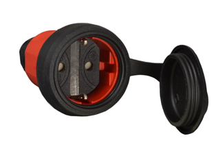 EUROPEAN SCHUKO, GERMANY CONNECTOR, (EU1-16R) 16 AMPERE-250 VOLT CEE 7/3, DIN / VDE 0620, IEC 60884 TYPE F, REWIREABLE ELAMID PLASTIC CONNECTOR, 2 POLE-3 WIRE GROUNDING (2P+E), PROTECTIVE FLIP LID COVER, IP44 RATED, IK08 RATED, VDE T RATED (IMPACT RESISTANT), SHUTTERED CONTACTS, TERMINALS ACCEPT 2.5mm CONDUCTORS, MAX. CORD O.D. = 0.492" DIA., RED.

<br><font color="yellow">Notes: </font> 
<br><font color="yellow">*ELAMID Plastic Material Features:</font> -40C to +80C rated, UV protection, chemical and impact resistant.

<br><font color="yellow">*</font> European, Schuko Extension Cords, Type E, F, Weatherproof IP44, GFCI/RCD versions. View: <a href="https://internationalconfig.com/icc6.asp?item=European-Extension-Cords" style="text-decoration: none">European-Extension-Cords</a>. 


<br><font color="yellow">*</font> Watertight IP68/IP66 Locking Connector available # <a href="https://internationalconfig.com/icc6.asp?item=70361" style="text-decoration: none">70361</a>. Locking design also prevents accidental disconnect.
 
 