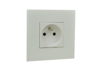 FRENCH 16 AMPERE-250 VOLT TYPE E OUTLET CEE 7/5 (FR1-16R), "SHUTTERED CONTACTS", PANEL MOUNT OR MOUNT ON EUROPEAN WALL BOXES, 2 POLE-3 WIRE GROUNDING. WHITE.

<br><font color="yellow">Notes: </font> 
<br><font color="yellow">*</font> Mounts on European wall boxes with 60mm (60.3mm) centers.
<br><font color="yellow">*</font> For flush mount applications use wall boxes listed below under related products.

<br><font color="yellow">*</font> GFCI (RCBO/RCD) France, Belgium Outlet available. View # 71200X45, mounts on American wall boxes.

<br><font color="yellow">*</font> All CEE 7/7 European Schuko type plugs & power cords connect with France / Belgium outlets, sockets, connectors.
