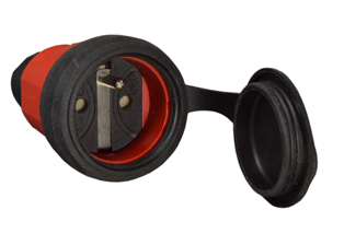 FRANCE, BELGIUM (FR1-16R) 16 AMPERE-250 VOLT CEE 7/5, DIN / VDE 0620, TYPE E, "ELAMID PLASTIC" CONNECTOR, 2 POLE-3 WIRE GROUNDING (2P+E), PROTECTIVE FLIP LID COVER, IP44 RATED, IK08 RATED, VDE "T" RATED (IMPACT RESISTANT), SHUTTERED CONTACTS, UV PROTECTION, CHEMICAL AND IMPACT RESISTANT, TERMINALS ACCEPT 2.5mm CONDUCTORS, MAX. CORD O.D .= 0.492" DIA., RED.

<br><font color="yellow">Notes: </font> 
<br><font color="yellow">*</font> <font color="yellow">ELAMID plastic material features:</font> -40�C to +80�C rated, UV protection, chemical and impact resistant.