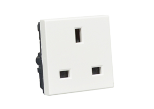 BRITISH, UNITED KINGDOM, UK BS 1363A, SAUDI ARABIA SASO 2203 13 AMPERE-250 VOLT, 45mmX45mm SIZE MODULAR OUTLET (SA1-13R) (UK1-13R) TYPE G SOCKET, SHUTTERED CONTACTS, 2 POLE-3 WIRE GROUNDING (2P+E). WHITE. ASTA, SASO 2203 INTERTEK, PSB TUV, G MARK APPROVED.

<br><font color="yellow">Notes: </font>  
<br><font color="yellow">*</font> Mounts on American 2X4 wall boxes, requires frame # 79120X45-N & # 79130X45-N wall plate (White, Black, ALU, SS). 
<br> <font color="yellow">*</font> Mounts on American 4X4 wall boxes, requires frame # 79210X45-N & # 79215X45-N wall plate (White).<br><font color="yellow">*</font> Mounts on European wall boxes (60mm on center), requires frame # 79250X45-N & wall plate # 79265X45-N.
<br><font color="yellow">*</font> Surface mount insulated wall boxes # 680602X45 series. Surface mount Metal wall boxes # 79235X45 series.
<br><font color="yellow">*</font> Surface mount weatherproof, IP66 rated. Requires frame # 730092X45 & # 74790X45 wall box.
<br><font color="yellow">*</font> Panel mount frames # 79100X45, # 79100X45-ALU. DIN rail mount Frame # 79595X45. <a href="https://www.internationalconfig.com/catalog_pages/pg94.pdf" style="text-decoration: none" target="_blank"> Panel Mount Instruction Guide</a>
<br><font color="yellow">*</font> Complete range of modular devices and mounting component options. <a href="https://www.internationalconfig.com/modular_electrical_devices.asp" style="text-decoration: none">Modular Devices Link</a>
 <br><font color="yellow">*</font> Wall plates, boxes, outlets, switches, modular GFCI/RCD and circuit breakers are listed below. Scroll down to view.
