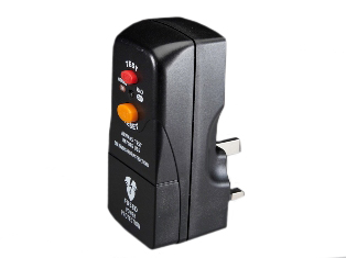 UK, BRITISH, UNITED KINGDOM PLUG, 13 AMPERE-240 VOLT (GFCI /RCD) PRCD-S, 50Hz, 30mA TRIP, IP44 (UK1-13P), BS 1363A TYPE G PLUG, 13 AMPERE FUSED, REWIREABLE ANGLE PLUG, 2 POLE-3 WIRE GROUNDING (2P+E), TEST/RESET BUTTONS, ON/OFF INDICATOR, MAXIMUM LOAD 3120 WATTS, OPERATION TEMPERATURE RANGE -5C to +40C. BLACK. 

<br><font color="yellow">Notes: </font> 
<br><font color="yellow">*</font> GFCI/RCD plug requires "Reset" after a power failure. Not for use on life support medical equipment, refrigerators, freezers or other applications where power must be maintained.
<br><font color="yellow">*</font> British, UK plugs available with 3A, 5A, 10A, 13A fuses. 
<br><font color="yellow">*</font> British, United Kingdom plugs, power cords, outlets, power strips, GFCI-RCD receptacles, sockets, connectors, extension cords, plug adapters listed below in related products. Scroll down to view.


 
  