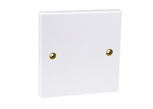 EUROPEAN, BRITISH BLANK ONE GANG WALL PLATE (86mmX86mm SIZE), SCREW MOUNT, MOUNTING SCREWS INCLUDED. WHITE.
<br><font color="yellow">Notes: </font> 
<BR> <font color="yellow">*</font> Switch mounts on European, British wall boxes with 60mm (60.3mm) centers.
<br><font color="yellow">*</font> View # 72350X47D, 72350X35D, 72350X25D, 72350-F, 72360, 72360-RED wall box series. Not for use with # 77190 wall box.
<br><font color="yellow">*</font> Weatherproof cover available, IP55 rated # 74790-A.
 