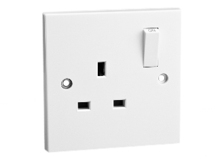 BRITISH, UNITED KINGDOM 13 AMPERE-250 VOLT OUTLET (86mmX86mm Size), BS 1363 TYPE G SOCKET (UK1-13R), ON/OFF SINGLE POLE SWITCH, SHUTTERED CONTACTS, 2 POLE-3 WIRE GROUNDING (2P+E). WHITE. 

<BR> <font color="yellow"> Notes:</font>
<BR><font color="yellow">*</font> Weatherproof cover available # 74790-A (IP55 rated), Cover accepts & closes over down angle plugs (Not all plug variations).  
<BR><font color="yellow">*</font> Weatherproof enclosure available # 74790-B1 (IP66 rated), Cover closes & locks over down angle plugs (Not all plug variations). <BR><font color="yellow">*</font> European wall boxes. Use # 72350X47D, # 72350X35D, # 72350-F, # 72360, # 72360-RED.
 
<br><font color="yellow">*</font> British, United Kingdom plugs, power cords, outlets, power strips, GFCI-RCD receptacles, sockets, connectors, extension cords, plug adapters listed below in related products. Scroll down to view.


 