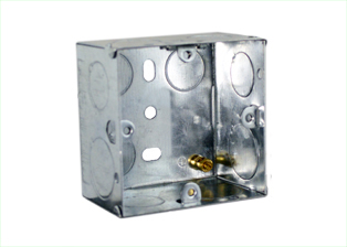 EUROPEAN, INTERNATIONAL, BRITISH, UNITED KINGDOM FLUSH MOUNT ONE GANG STEEL WALL BOX <br><font color="yellow">(47mm DEEP)</font> WITH "EARTH" GROUNDING TERMINAL, 20mm AND 25mm KNOCKOUTS. 

<br><font color="yellow">Notes: </font> 
<BR><font color="yellow">*</font> Accepts 86mmX86mm size Sockets, Outlets, Switches, Devices with 60mm (60.3mm) mounting centers. <br><font color="yellow">*</font> Verify mating product depth dimension for compatibility. Other sizes available. View # 72350X35D series.

<br><font color="yellow">*</font> Wall box also accepts International modular type devices. View outlets, switches, GFCI / RCD options. <a href="https://www.internationalconfig.com/modular_electrical_devices.asp" style="text-decoration: none">Modular Devices Link</a>

<br><font color="yellow">*</font> Surface mount modular device <font color="yellow">steel</font>  wall boxes available. View # 79235X45, 79230X45 series.

<br><font color="yellow">*</font> Surface mount modular device <font color="yellow">insulated</font> wall boxes available. View # 680602X45 type. Weatherproof view # 680612X45 type.

 <br><font color="yellow">*</font> British, United Kingdom plugs, power cords, outlets, power strips, GFCI-RCD receptacles, sockets, connectors, listed below in related products. Scroll down to view.
 

 