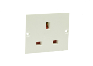 UK, BRITISH, UNITED KINGDOM 13 AMPERE-250 VOLT PANEL MOUNT OUTLET (UK1-13R), BS 1363A TYPE G SOCKET, SHUTTERED CONTACTS, 2 POLE-3 WIRE GROUNDING (2P+E). WHITE. 

<br><font color="yellow">Notes: </font> 
<br><font color="yellow">*</font> British, United Kingdom plugs, power cords, outlets, power strips, GFCI-RCD receptacles, sockets, connectors, extension cords, plug adapters listed below in related products. Scroll down to view.

 