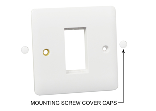 WALL PLATE / MOUNTING FRAME, ONE GANG, 86mmX86mm SIZE, ACCEPTS (1) 22.5mmX45mm INTERNATIONAL MODULAR POWER OUTLET, CIRCUIT BREAKER, SWITCH. WHITE. 

<br><font color="yellow">Notes:</font>

<br><font color="yellow">*</font> Mounts on European # 72350X35D type flush boxes, # 72360 type surface boxes, # 74790, 74790-A weatherproof covers, # 74790X45 IP66 weatherproof enclosure.  
<br><font color="yellow">*</font> 60mm (60.3)mounting centers, M3.5 mounting screws included, Torque = 0.5Nm.

<BR><font color="yellow">*</font> View Modular European, British, International Outlets / Switches. <a href="https://www.internationalconfig.com/modular_electrical_devices.asp" style="text-decoration: none">[ Entire Modular Device Series ]</a>

<br><font color="yellow">*</font> IP2X, IK01 Rated, Material = Thermoset / PC, Storage temp. = -5C to +40C.
 
 <br><font color="yellow">*</font> Mating modular outlets, switches, circuit breakers listed below. Scroll down to view. Call for application assistance.
 
 




 