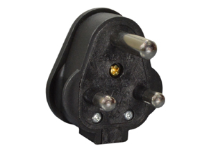 SOUTH AFRICA PLUG, 15 AMPERE-250 VOLT <font color="yellow"> TYPE M </font> PLUG, SANS 164-1, BS 546, (UK2-15P), REWIREABLE PLUG, 2 POLE-3 WIRE GROUNDING (2P+E). BLACK. 

<br><font color="yellow">Notes: </font> 
<br><font color="yellow">*</font> Type M plugs connects with South Africa 15A/16A-250V outlets.
<br><font color="yellow">*</font> Screw torque: Terminals = 0.4Nm, Strain relief = 0.5Nm, Housing = 0.8Nm.
<br><font color="yellow">*</font> Operating temp. = -20C to +55C.
<br><font color="yellow">*</font> South Africa power cords, outlets, GFCI-RCD receptacles, sockets, plug adapters listed below in related products. Scroll down to view. 