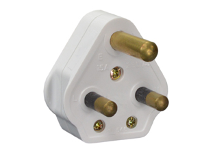 SOUTH AFRICA PLUG, 15 AMPERE-250 VOLT <font color="yellow"> TYPE M </font> PLUG, SANS 164-1, BS 546, (UK2-15P), REWIREABLE PLUG, 2 POLE-3 WIRE GROUNDING (2P+E). WHITE. 

<br><font color="yellow">Notes: </font> 
<br><font color="yellow">*</font> Type M plugs connects with South Africa 15A/16A-250V outlets.
<br><font color="yellow">*</font> Screw torque: Terminals = 0.4Nm, Strain relief = 0.5Nm, Housing = 0.8Nm.
<br><font color="yellow">*</font> Operating temp. = -20C to +55C.
<br><font color="yellow">*</font> South Africa power cords, outlets, GFCI-RCD receptacles, sockets, plug adapters listed below in related products. Scroll down to view.