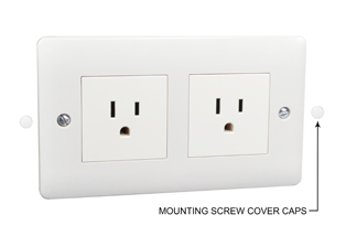 AMERICAN 15 AMPERE-125 VOLT NEMA 5-15R DUPLEX OUTLET, TYPE A, TYPE B, IP20, 86mmX146mm SIZE, 2 POLE-3 WIRE GROUNDING (2P+E). WHITE.

<br><font color="yellow">Notes: </font> 
<BR> <font color="yellow">*</font> Outlet mounts on European, British wall boxes with 120mm (120.6mm) centers.
<br><font color="yellow">*</font> View #72355X47D, 72355X35D, 72355X25D, 72355-F, 72365, 72365-RED wall box series.  
<br><font color="yellow">*</font> Weatherproof cover available, IP44 rated #74790-DX.
<BR><font color="yellow">*</font> Weatherproof enclosure available #74792X45 (IP66 rated). Cover closes over (down angle) type plugs (Not all plug variations).
<br><font color="yellow">*</font> Universal outlets, GFCI outlets, socket strips, wall boxes, plug adapters are listed below in related products. Scroll down to view.