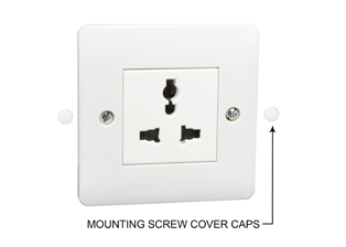 UNIVERSAL INTERNATIONAL, EUROPEAN, BRITISH, AUSTRALIA, ASIA, THAILAND <font color="yellow">MULTI-CONFIGURATION</font> 13 AMPERE-250 VOLT OUTLET, BS 1363 TYPE G (UK1-13R), 86mmX86mm SIZE, SHUTTERED CONTACTS, 2 POLE-3 WIRE GROUNDING (2P+E). WHITE. 

<br><font color="yellow">Notes: </font> 
<BR> <font color="yellow">*</font> Outlet mounts on European, British wall boxes with 60mm (60.3mm) centers.
<br><font color="yellow">*</font> View #72350X47D, 72350X35D, 72350X25D, 72350-F, 72360, 72360-RED wall box series.
<br><font color="yellow">*</font> Weatherproof cover available, IP55 rated #74790-A.
<BR><font color="yellow">*</font> Weatherproof enclosure available #74790X45 (IP66 rated). Cover closes over (down angle) type plugs (Not all plug variations).
<br><font color="yellow">*</font> Mating European, British, International plugs listed on dimensional data print.
<br><font color="yellow">*</font> Plug adapter #30140 available. Adapters provides "Earth" grounding connection for European CEE 7/7, CEE 7/4 Schuko plugs.
<br><font color="yellow">*</font> Universal outlets, GFCI outlets, socket strips, wall boxes, plug adapters are listed below in related products. Scroll down to view.
