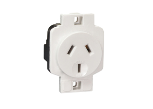 AUSTRALIA / NEW ZEALAND 10 AMPERE-250 VOLT TYPE I (AU1-10R), AS/NZS 3112 OUTLET, PANEL MOUNT, 2 POLE-3 WIRE GROUNDING (2P+E). WHITE.
<br><font color="yellow">*</font> Outlet accepts 10 Ampere Australia / New Zealand plugs.
