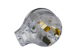 AUSTRALIA / NEW ZEALAND PLUG, 10 AMPERE-250 VOLT TYPE I PLUG AS/NZS 3112 (AU1-10P), REWIREABLE ANGLE PLUG, 2 POLE-3 WIRE GROUNDING. CLEAR (TRANSPARENT).

<br><font color="yellow">Notes: </font> 
<br><font color="yellow">*</font> Applications = medical equipment & general use.
<br><font color="yellow">*</font> Plug connects with 10 Ampere, 15 Ampere, 20 Ampere Australian, New Zealand outlets, receptacles, connectors.