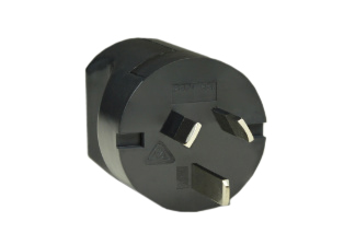 AUSTRALIA, NEW ZEALAND PLUG, 10 AMPERE-240 VOLT TYPE I PLUG, AS/NZS 4417 (RCM), AS/NZS 3112, (AU1-10P), IP2X RATED, REWIREABLE POWER PLUG, 2 POLE 3 WIRE GROUNDING (2P+E). BLACK.

<br><font color="yellow">Notes: </font> 
<br><font color="yellow">*</font> Plug connects with 10 Ampere, 15 Ampere, 20 Ampere Australian, New Zealand outlets, receptacles, connectors.
<br><font color="yellow">*</font> Terminal screw torque = 0.6Nm, Housing screw torque = 0.5Nm.
<br><font color="yellow">*</font> Related plugs, outlets, GFCI sockets, power cords, power strips, adapters listed below. Scroll down to view.

