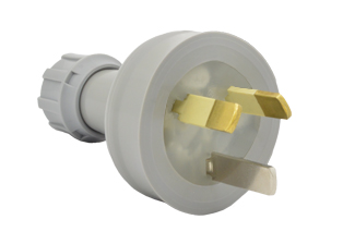 AUSTRALIA, NEW ZEALAND PLUG, 10 AMPERE-250 VOLT TYPE I PLUG, AS/NZS 4417(RCM), AS/NZS 3112, (AU1-10P), REWIREABLE POWER PLUG, 2 POLE-3 WIRE GROUNDING (2P+E). GRAY. 

<br><font color="yellow">Notes: </font> 
<br><font color="yellow">*</font> Plug connects with 10 Ampere, 15 Ampere, 20 Ampere Australian, New Zealand outlets, receptacles, connectors.
<br><font color="yellow">*</font> Compression type strain relief. Terminal screw torque = 0.6Nm.
<br><font color="yellow">*</font> Related plugs, outlets, GFCI sockets, power cords, power strips, adapters listed below. Scroll down to view.



 