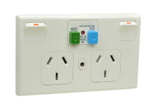 AUSTRALIAN / NEW ZEALAND 10 AMPERE 230-240 VOLT, 50Hz, GFCI/RCD, 10mA TRIP DUPLEX OUTLET (AU1-10R) AS/NZS 3112, SHUTTERED CONTACTS, ON/OFF SWITCHES, INDICATOR LIGHT, INTEGRAL WALL PLATE, 2 POLE-3 WIRE GROUNDING (2P+E). WHITE.

<br><font color="yellow">Notes: </font> 

<br><font color="yellow">*</font> Mounts on American 2x4 wall boxes & International wall boxes with 39/32" (83mm / 84mm) mounting centers.
<br><font color="yellow">*</font> Surface mounts on # 74225, # 84225-AR wall boxes or panel mount.

<br><font color="yellow">*</font> GFCI/RCD allows for protection of downstream outlets. 
<br><font color="yellow">*</font> Not for use on life support, medical equipment, refrigeration equipment.
 
<br><font color="yellow">*</font> Australia TUV approved building wire/cable #<a href="https://internationalconfig.com/icc6.asp?item=CNCP07AA002">CNCP07AA002</a>.
<br><font color="yellow">*</font> Scroll down to view related power cords, plugs, power strips, GFCI sockets, plug adapters.