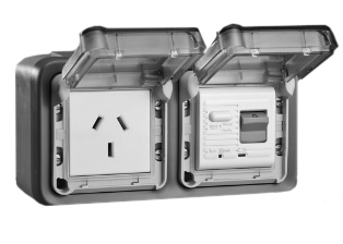AUSTRALIAN / NEW ZEALAND 10 AMPERE-230 VOLT RCD/RCBO (GFCI) OUTLET (AU1-10R), 50/60 Hz, (30mA TRIP), 2 POLE-3 WIRE GROUNDING (2P+E). HORIZONTAL SURFACE MOUNT IP55 WEATHERPROOF BOX AND COVER. 

<br><font color="yellow">Notes: </font> 
<br><font color="yellow">*</font> Operating temp = -5�C to +40�C.
<br><font color="yellow">*</font> Terminal torque = 0.08Nm.

