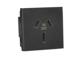 AUSTRALIA, NEW ZEALAND 15 AMPERE-240 VOLT AS/NZS 3112, AS/NZS 4417, (AU2-15R) MODULAR TYPE PANEL/WALL BOX MOUNT TYPE I OUTLET, 45mmx45mm SIZE, SHUTTERED CONTACTS, 2 POLE-3 WIRE GROUNDING (2P+E). BLACK.      

<br><font color="yellow">Notes: </font>   
<br><font color="yellow">*</font> Outlet accepts 10 Amp and 15 Amp Australian / New Zealand plugs.  
<br><font color="yellow">*</font> Mounts on American 2X4 wall boxes, requires frame 79120X45-N & wall plate 79130X45-BLK (WPs offered SS, Alum, & White).
<br><font color="yellow">*</font> Mounts on American 4X4 wall boxes, requires frame 79210X45-N & wall plate 79220X45-BLK (WPs offered SS & White).
<br><font color="yellow">*</font><font color="yellow">*</font> Wall plates 79130X45-BLK, 79220X45-BLK are Magnesium color and receptacle 74505X45-BLK-NS is a true all Black color.
<br><font color="yellow">*</font> Mounts on European wall boxes (60mm on center), requires frame # 79250X45-N & wall plate # 79265X45-N.  
<br><font color="yellow">*</font> Surface mount insulated wall boxes # 680602X45 series. Surface mount Metal wall boxes # 79235X45 series.  
<br><font color="yellow">*</font> Surface mount weatherproof, IP66 rated. Requires frame # 730092X45 & # 74790X45 wall box.  
<br><font color="yellow">*</font> Panel mount frames # 79100X45, # 79100X45-ALU. DIN rail mount Frame # 79595X45. <a href="https://www.internationalconfig.com/catalog_pages/pg94.pdf" style="text-decoration: none" target="_blank"> Panel Mount Instruction Guide</a>  
<br><font color="yellow">*</font> Complete range of modular devices and mounting component options. <a href="https://www.internationalconfig.com/modular_electrical_devices.asp" style="text-decoration: none">Modular Devices Link</a>   
<br><font color="yellow">*</font> Wall plates, boxes, outlets, switches, modular GFCI/RCD and circuit breakers are listed below. Scroll down to view.    