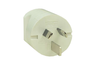 AUSTRALIA, NEW ZEALAND PLUG, 15 AMPERE-250 VOLT AS/NZS 4417 (RCM), AS/NZS 3112, (AU2-15P), IP2X RATED, REWIREABLE POWER PLUG, 2 POLE-3 WIRE GROUNDING (2P+E). WHITE.

<br><font color="yellow">Notes: </font> 
<br><font color="yellow">*</font> Plug connects with 15 Ampere, 20 Ampere Australian, New Zealand outlets, connectors.
<br><font color="yellow">*</font> Scroll down to view related products.
