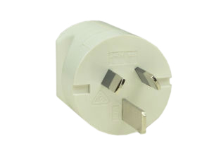 AUSTRALIA, NEW ZEALAND PLUG, 15 AMPERE-250 VOLT AS/NZS 4417 (RCM), AS/NZS 3112, (AU2-15P), IP2X RATED, REWIREABLE POWER PLUG, 2 POLE-3 WIRE GROUNDING (2P+E). WHITE.

<br><font color="yellow">Notes: </font> 
<br><font color="yellow">*</font> Plug connects with 15 Ampere, 20 Ampere Australian, New Zealand outlets, connectors.
<br><font color="yellow">*</font> Scroll down to view related products.
