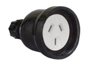 AUSTRALIA / NEW ZEALAND CONNECTOR, 10 AMPERE-250 VOLT REWIREABLE IN-LINE POWER CONNECTOR (AU1-10R) (AS/NZS 4417 (RCM), AS/NZS 3112), 2 POLE-3 WIRE GROUNDING (2P+E). BLACK. 

<br><font color="yellow">Notes: </font> 
<br><font color="yellow">*</font> Connector accepts 10 Ampere Australian / New Zealand plugs.
<br><font color="yellow">*</font> Compression type strain relief. Terminal screw torque = 0.6Nm.
<br><font color="yellow">*</font> Related plugs, outlets, GFCI sockets, power cords, power strips, adapters listed below. Scroll down to view.
