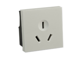 CHINA 10 AMPERE-250 VOLT, GB 1002, GB 2099 (CH1-10R) MODULAR OUTLET, TYPE I, 45mmX45mm SIZE, SNAP-IN MOUNTING, SHUTTERED CONTACTS, 2 POLE-3 WIRE GROUNDING (2P+E). WHITE. 

<br><font color="yellow">Notes: </font>  
<br><font color="yellow">*</font> Mounts on American 2X4 wall boxes, requires frame # 79120X45-N & # 79130X45-N wall plate (White, Black, ALU, SS). 
<br> <font color="yellow">*</font> Mounts on American 4X4 wall boxes, requires frame # 79210X45-N & # 79220X45-N wall plate (White, SS).<br><font color="yellow">*</font> Mounts on European wall boxes (60mm on center), requires frame # 79250X45-N & wall plate # 79265X45-N.
<br><font color="yellow">*</font> Surface mount insulated wall boxes # 680602X45 series. Surface mount Metal wall boxes # 79235X45 series.
<br><font color="yellow">*</font> Surface mount weatherproof, IP66 rated. Requires frame # 730092X45 & # 74790X45 wall box.
<br><font color="yellow">*</font> Panel mount frames # 79100X45, # 79100X45-ALU. DIN rail mount Frame # 79595X45. <a href="https://www.internationalconfig.com/catalog_pages/pg94.pdf" style="text-decoration: none" target="_blank"> Panel Mount Instruction Guide</a>
<br><font color="yellow">*</font> Complete range of modular devices and mounting component options. <a href="https://www.internationalconfig.com/modular_electrical_devices.asp" style="text-decoration: none">Modular Devices Link</a>
 <br><font color="yellow">*</font> Wall plates, boxes, outlets, switches, modular GFCI/RCD and circuit breakers are listed below. Scroll down to view.
