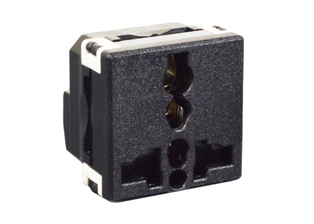 UNIVERSAL MULTI-CONFIGURATION 20 AMPERE-250 VOLT EUROPEAN, UK, BRITISH, DENMARK, SWISS, AUSTRALIA, CHINA, JAPAN, BRAZIL, ARGENTINA, AMERICA NEMA, SOUTH AMERICA, ASIA, THAILAND, ISRAEL, INTERNATIONAL POWER OUTLET, 36mmX36mm SIZE, SHUTTERED CONTACTS, 2 POLE-3 WIRE GROUNDING (2P+E). BLACK. 
 
<br><font color="yellow">Notes: </font> 
<br><font color="yellow">*</font> Mounts on American 2x4, 4x4 wall boxes. Surface mounts on wall boxes # 74225, 84225-AR.

<br><font color="yellow">*</font> Mounts on European one gang wall boxes with (60mm) mounting centers # 72350X35D, 72350-F, 77190, 72360.

<br><font color="yellow">*</font> Mounts on European two gang wall boxes with (120mm) mounting centers # 72355X35D, 72355-F, 72365.

<br><font color="yellow">*</font> Panel mount on frame # 74970-W. DIN Rail mount on frame # 74970-DIN.  

<br><font color="yellow">*</font> Mounts in "12", "3", "6", "9" clock hour positions on wall plates / mounting frames.
 <br><font color="yellow">*</font> Plug adapters # 30140, 30140-RHD, 74901-SGA available. Provides "Earth" connection for European CEE 7/7, CEE 7/4 plugs.

<br><font color="yellow">*</font> Mating wall plates / mounting frames, GFCI outlets, PDU power strips, circuit breaker, switch, plug adapters are listed below in related products. Scroll down to view.