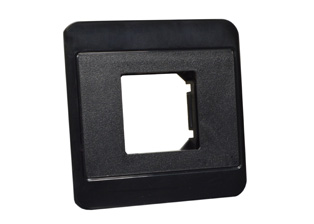 EUROPEAN WALL PLATE / MOUNTING FRAME, (86mmX86mm) SIZE, 60mm MOUNTING CENTERS, ACCEPTS ONE (36mmX36mm) SIZE MODULAR DEVICE. BLACK. 

<BR> <font color="yellow">Notes.</font>

<BR> <font color="yellow">*</font> Mounts on European, British, International wall boxes with 60mm (60.3mm) centers.
<BR> <font color="yellow">*</font> Accepts European / International / Universal (36mmX36mm) modular size outlets, switches, circuit breakers.

<br><font color="yellow">*</font> Flush mount on # 72350X35D, 72350X47D, 72350-F, 77190 wall boxes. Surface mount on 72360, 72360-RED wall boxes. 
<br><font color="yellow">*</font> Weatherproof covers available, IP55 rated # 74790-A, # 74790.
<BR><font color="yellow">*</font> Weatherproof enclosures available # 74790-B1, (IP66 rated). Cover closes over (down angle) type plugs (Not all plug variations).
<BR><font color="yellow">*</font> Not for use with # 74901-SCH


 
<br><font color="yellow">*</font> Scroll down to view wall plates, outlets, GCFI /RCD sockets, power strips, plug adapters in related products.