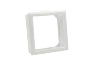 SNAP-IN PANEL MOUNT FRAME. WHITE.

<br><font color="yellow">Notes: </font>  <br><font color="yellow">*</font> Frame Accepts Modular (36mmX36mm Size) Devices. Modular Outlets, circuit breakers, switches.
<br><font color="yellow">*</font> Available in Black, View # 74970.

