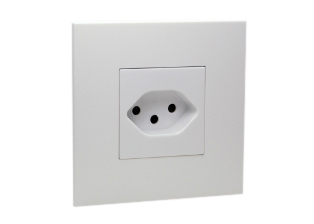 SWISS 10 AMPERE-250 VOLT SEV 1011 (SW1-10R) OUTLET, PANEL OR WALL BOX MOUNT, SCREW LESS TERMINALS, 2 POLE-3 WIRE GROUNDING. WHITE.

<br><font color="yellow">Notes: </font> 
<br><font color="yellow">*</font> Mounts on European wall boxes with 60mm (60.3mm) centers.
<br><font color="yellow">*</font> For surface mount applications use wall box #79260X45-N. 
<br><font color="yellow">*</font> For flush mount applications use wall boxes listed below under "related products".