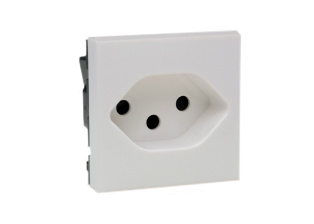 SWITZERLAND 10 AMPERE-250 VOLT (SW1-10R) MODULAR TYPE J RECEPTACLE, OUTLET, SOCKET, (TYPE 13 DAMP LOCATIONS), SHUTTERED CONTACTS, 45mmX45mm SIZE, 2 POLE-3 WIRE GROUNDING (2P+E)> WHITE. 

<br><font color="yellow">Notes: </font>  
<br><font color="yellow">*</font> Mounts on American 2X4 wall boxes, requires frame # 79120X45-N & # 79130X45-N wall plate (White, Black, ALU, SS). 
<br> <font color="yellow">*</font> Mounts on American 4X4 wall boxes, requires frame # 79210X45-N & # 79220X45-N wall plate (White, SS).<br><font color="yellow">*</font> Mounts on European wall boxes (60mm on center), requires frame # 79250X45-N & wall plate # 79265X45-N.
<br><font color="yellow">*</font> Surface mount insulated wall boxes # 680602X45 series. Surface mount Metal wall boxes # 79235X45 series.
<br><font color="yellow">*</font> Surface mount weatherproof, IP66 rated. Requires frame # 730092X45 & # 74790X45 wall box.
<br><font color="yellow">*</font> Panel mount frames # 79100X45, # 79100X45-ALU. DIN rail mount Frame # 79595X45. <a href="https://www.internationalconfig.com/catalog_pages/pg94.pdf" style="text-decoration: none" target="_blank"> Panel Mount Instruction Guide</a>
<br><font color="yellow">*</font> Complete range of modular devices and mounting component options. <a href="https://www.internationalconfig.com/modular_electrical_devices.asp" style="text-decoration: none">Modular Devices Link</a>
 <br><font color="yellow">*</font> Wall plates, boxes, outlets, switches, modular GFCI/RCD and circuit breakers are listed below. Scroll down to view.