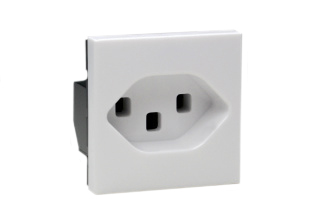 SWITZERLAND 16 AMPERE-250 VOLT T-23 SEV 1011 (SW2-16R & SW1-10R) OUTLET TYPE J, 45mmX45mm MODULAR SIZE, SCREWLESS TERMINALS, 2 POLE-3 WIRE GROUNDING (2P+E). WHITE.

<br><font color="yellow">Notes: </font> 
<br><font color="yellow">*</font> Outlet accepts 16 ampere & 10 Ampere Swiss plugs.
<br><font color="yellow">*</font> Mounts on American 2X4 wall boxes, requires frame # 79120X45-N & # 79130X45-N wall plate (White, Black, ALU, SS). 
<br> <font color="yellow">*</font> Mounts on American 4X4 wall boxes, requires frame # 79210X45-N & # 79220X45-N wall plate (White, SS).<br><font color="yellow">*</font> Mounts on European wall boxes (60mm on center), requires frame # 79250X45-N & wall plate # 79265X45-N.
<br><font color="yellow">*</font> Surface mount insulated wall boxes # 680602X45 series. Surface mount Metal wall boxes # 79235X45 series.
<br><font color="yellow">*</font> Surface mount weatherproof, IP66 rated. Requires frame # 730092X45 & # 74790X45 wall box.
<br><font color="yellow">*</font> Panel mount frames # 79100X45, # 79100X45-ALU. DIN rail mount Frame # 79595X45. <a href="https://www.internationalconfig.com/catalog_pages/pg94.pdf" style="text-decoration: none" target="_blank"> Panel Mount Instruction Guide</a>
<br><font color="yellow">*</font> Complete range of modular devices and mounting component options. <a href="https://www.internationalconfig.com/modular_electrical_devices.asp" style="text-decoration: none">Modular Devices Link</a>
 <br><font color="yellow">*</font> Wall plates, boxes, outlets, switches, modular GFCI/RCD and circuit breakers are listed below. Scroll down to view.
