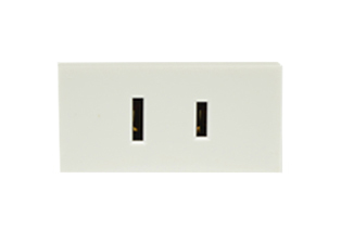 NEMA 1-15R, AMERICAN, ASIA, CHINA, THAILAND, S. AMERICA, SAUDI ARABIA, 15 AMPERE-127 VOLT MODULAR OUTLET, 22.5mmX45mm SIZE, SHUTTERED CONTACTS, IP20 RATED, 2 POLE-2 WIRE (2P), NON-GROUNDING. WHITE. 

<br><font color="yellow">Notes: </font> 
<br><font color="yellow">*</font> Accepts polarized and non-polarized NEMA 1-15P plugs.
<br><font color="yellow">*</font> Mounts on American 2X4 wall boxes, requires frame # 79170X45-N & # 79140X45-N wall plate (White, SS). 
<br> <font color="yellow">*</font> Mounts on American 4X4 wall boxes, requires frame # 79210X45-N & # 79215X45-N wall plate (White) & blank 79590X45.
<br><font color="yellow">*</font> Mounts on European wall boxes (60mm on center), requires frame # 79250X45-N & wall plate # 79266X45-N.
<br><font color="yellow">*</font> Surface mount insulated wall boxes # 680601X45 series. Surface mount Metal wall boxes # 79240X45 series.
<br><font color="yellow">*</font> Surface mount weatherproof, IP66 rated. Requires frame # 730091X45 & # 74790X45 wall box.
<br><font color="yellow">*</font> Panel mount frames # 79110X45, # 79110X45-ALU. <a href="https://www.internationalconfig.com/catalog_pages/pg94.pdf" style="text-decoration: none" target="_blank"> Panel Mount Instruction Guide</a>
<br><font color="yellow">*</font> Complete range of modular devices and mounting component options. <a href="https://www.internationalconfig.com/modular_electrical_devices.asp" style="text-decoration: none">Modular Devices Link</a>
 <br><font color="yellow">*</font> Wall plates, boxes, outlets, switches, modular GFCI/RCD and circuit breakers are listed below. Scroll down to view.