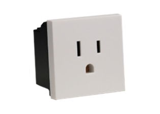 15 AMPERE-127 VOLT, (15A-125V NEMA 5-15R) OUTLET, IP20, TYPE A , TYPE B, 45mmX45mm MODULAR SIZE, SCREW TERINALS, 2 POLE-3 WIRE GROUNDING (2P+E). WHITE.

<br><font color="yellow">Notes:</font> 
<br><font color="yellow">*</font> Outlet accepts American NEMA 1-15P (2P), NEMA 515-P (2P+E) Plugs. 
<br><font color="yellow">*</font> Duplex outlet available #76143X45D. GFCI Duplex available #1597-W.
<br><font color="yellow">*</font> Mounts on American 2x4 wall boxes, requires frame #79120X45-N & #79130X45-N wall plate (White, Black, ALU, SS). 
<br> <font color="yellow">*</font> Mounts on American 4x4 wall boxes, requires frame #79210X45-N & #79220X45-N wall plate (White, SS).<br><font color="yellow">*</font> Mounts on European wall boxes (60mm on center), requires frame #79250X45-N & wall plate #79265X45-N.
<br><font color="yellow">*</font> Surface mount insulated wall boxes #680602X45 series. Surface mount Metal wall boxes #79235X45 series.
<br><font color="yellow">*</font> Surface mount weatherproof, IP66 rated. Requires frame #730092X45 & #74790X45 wall box.
<br><font color="yellow">*</font> Panel mount frames # 79100X45, # 79100X45-ALU. DIN rail mount Frame # 79595X45. <a href="https://www.internationalconfig.com/catalog_pages/pg94.pdf" style="text-decoration: none" target="_blank"> Panel Mount Instruction Guide</a>
<br><font color="yellow">*</font> Complete range of modular devices and mounting component options. <a href="https://www.internationalconfig.com/modular_electrical_devices.asp" style="text-decoration: none">Modular Devices Link</a>
 <br><font color="yellow">*</font> Wall plates, boxes, outlets, switches, modular GFCI/RCD and circuit breakers are listed below. Scroll down to view.