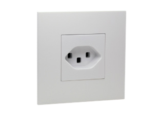 SWITZERLAND 16 AMPERE-250 VOLT T-23 SEV 1011 (SW2-16R / SW1-10R) OUTLET, FLUSH MOUNT, SCREW LESS TERMINALS, 2 POLE-3 WIRE GROUNDING. WHITE.

<br><font color="yellow">Notes: </font> 
<br><font color="yellow">*</font> Mounts on European wall boxes with 60mm (60.3mm) centers.
<br><font color="yellow">*</font> Outlet accepts 16 ampere & 10 Ampere Swiss plugs.
<br><font color="yellow">*</font> For Surface mount applications use wall box #79260X45-N.
<br><font color="yellow">*</font> For flush mount applications use wall boxes listed below under "related products".