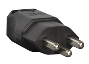 SWITZERLAND PLUG, 16 AMPERE-250 VOLT, SEV (SN 441011 CH-TYP 23), (SW2-16P), TYPE J PLUG, REWIREABLE PLUG, 2 POLE-3 WIRE GROUNDING (2P+E), CORD DIA. = 0.394". THERMOPLASTIC BODY (HIGH IMPACT RESISTANT). BLACK. 
