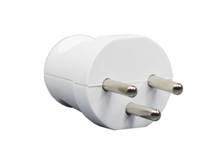 ISRAELI PLUG, 16 AMPERE-250 VOLT (IS1-16P), SI 32, TYPE H PLUG, REWIREABLE PLUG, 2 POLE-3 WIRE GROUNDING (2P+E). THERMOPLASTIC, HIGH IMPACT RESISTANT, MAX. O.D. CORD GRIP = 0.276". WHITE.

