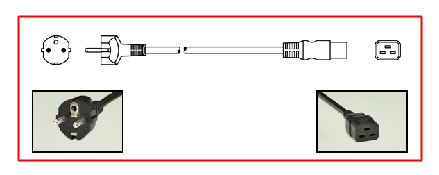 EUROPEAN CEE 7/7 SCHUKO 16 AMPERE-250 VOLT DETACHABLE POWER CORD, CEE 7/7, CEE 7, DIN 49441, TYPE E, F [EU1-16P] PLUG, IEC 60320 C-19 CONNECTOR, 2 POLE-3 WIRE GROUNDING. 2.5 METERS [8FT-2IN] [98"] LONG. BLACK.
<br><font color="yellow">Length: 2.5 METERS [8FT-2IN]</font>
  