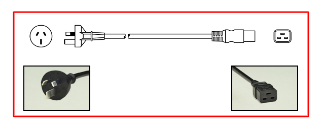 AUSTRALIA / NEW ZEALAND 15 AMPERE-250 VOLT POWER CORD, AS/NZS 4417 [RCM] / AS/NZS 3112 PLUG, TYPE I [AU2-15P], AS/NZS 60320 C-19 CONNECTOR, GTSA-3 1.5mm2 CORD, 2 POLE-3 WIRE GROUNDING [2P+E], 2.5 METERS [8FT-2IN] [98"] LONG. BLACK.
<br><font color="yellow">Length: 2.5 METERS [8FT-2IN]</font>