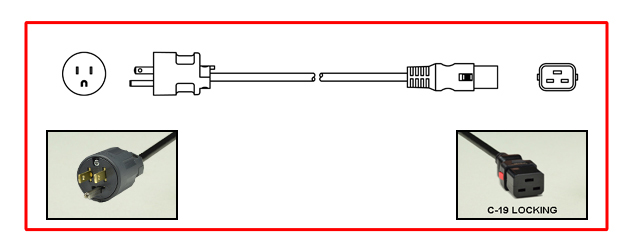 <font color="red">LOCKING</font> JAPAN 15A-125V POWER CORD, [JA1-15P] PLUG, IEC 60320 <font color="RED"> LOCKING C-19 CONNECTOR</font>, 2 POLE-3 WIRE GROUNDING [2P+E], 2.5 METERS [8FT-2IN] [98"] LONG. BLACK. 
<br><font color="yellow">Length: 2.5 METERS [8FT-2IN]</font>

<br><font color="yellow">Notes: </font> 
<br><font color="yellow">*</font> Locking C19 connector designed to securely lock onto all C20 inlets, C20 plugs, C20 power cords.
<br><font color="yellow">*</font> IEC 60320 C19 connector locks onto C20 power inlets or C20 plugs. (<font color="red"> red color [slide release latch] unlocks the C19 connector.</font>)
<br><font color="yellow">*</font> <font color="red"> Locking</font> European, British, UK, Australian, International and America/Canada [NEMA] 5-15P, 5-20P, 6-15P, 6-20P, L5-15P, L6-15P, L5-20P, L6-20P, L5-30P, L6-30P, IEC 60309 [6h], IEC 60320 C13, IEC 60320 C19 locking power cords are listed below in related products. Scroll down to view.