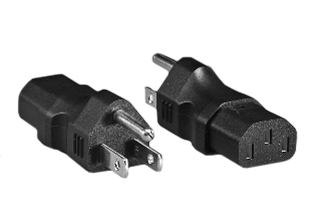 ADAPTER, 10 AMPERE-125 VOLT NEMA 5-15P PLUG, IEC 60320 C-13 CONNECTOR, CONNECTS C-13 CONNECTOR WITH IEC 60320 C-14 PLUGS, C-14 POWER CORDS, C-14 POWER INLETS, 2 POLE-3 WIRE GROUNDING (2P+E). BLACK.

<br><font color="yellow">Notes: </font> 
<br><font color="yellow">*</font> NEMA 5-15P plug connects with NEMA 5-15R and NEMA 5-20R outlets.
<br><font color="yellow">*</font> "Y" type splitter adapter, IEC 60320 C-13, C-14, C-15, C-5, C-7, C-19, C-20 plug adapters, European adapters are listed below in related products. Scroll down to view.
